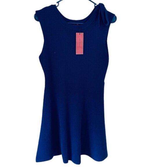 NWT Love Scarlett Petite Sleeveless Ribbed Bow Sweater Dress – Blue - Size PM - Picture 13 of 13